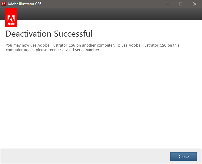 Adobe Illustrator CS6 deactivation